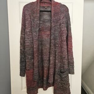 Fever Women's Maroon and Gray Open Cardigan